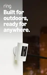 Ring Outdoor Cam (Stick Up Cam), Weather-resistant home or business security camera, outdoor ready, Live View, Color Night Vision, Two-Way Talk, motion alerts, Works with Alexa, Wh