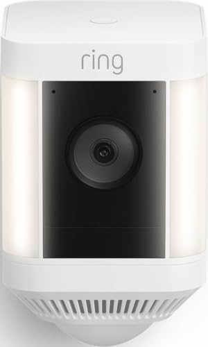Ring Spotlight Cam Plus, Battery, Home or business security with HD video, Two-Way Talk, Color Night Vision, and Security Siren, White