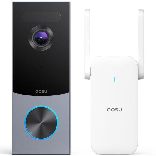 aosu 5MP Ultra HD Wireless & Wired Video Doorbell Camera | No Subscription Required, 8GB Local Storage, Head-to-Toe View, Triple Motion Detection, 2.4/5 GHz WiFi