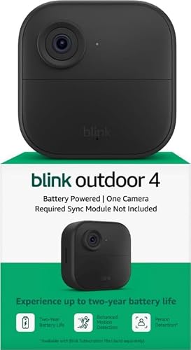 Blink Outdoor 4 – Wireless smart security camera, two-year battery life, two-way talk. Required Sync Module not included – Add-on camera — Manufacturer product photo