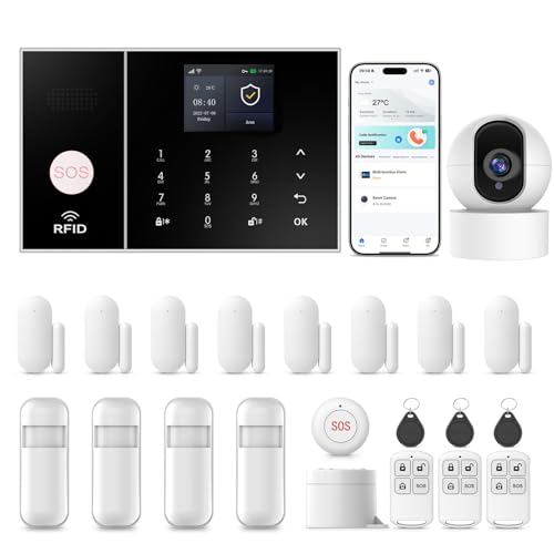 Wireless Home Security Systems,22Piece WiFi+4G App with 2K HD Camera Home Alarm System,120dB Real-Time Alert & Auto Alarm Dial,No Monthly Fees,Compatible with Alexa,for Apartment